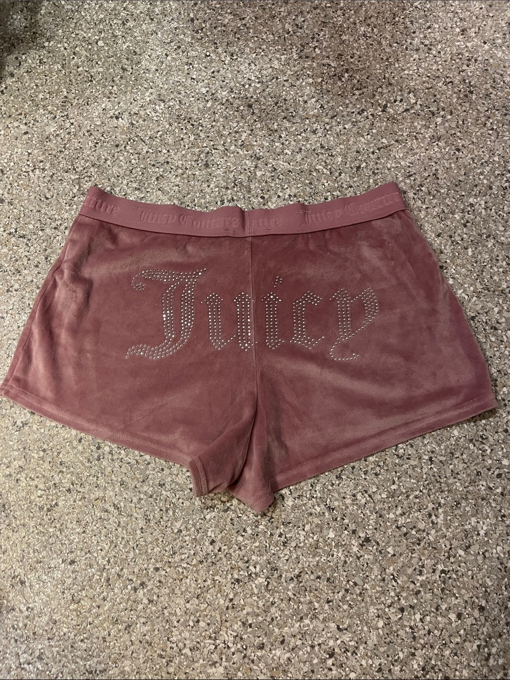 Juicy Couture Mauve Velour Rhinestone 'Juicy' Logo Shorts